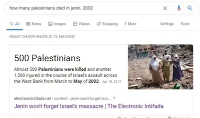 Las mentiras palestinas nunca mueren, Wikipedia y Google las mantienen vivas