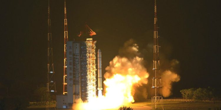 Un satélite de observación del océano se elevó al espacio desde el Centro de Lanzamiento de Satélites de Taiyuan, en la provincia norteña de Shanxi, el jueves 11 de junio.