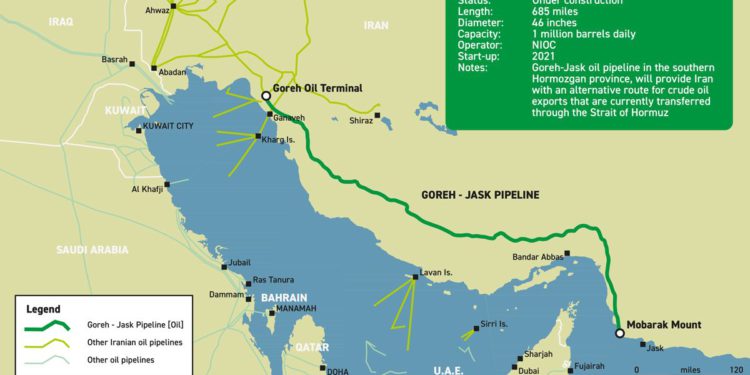 Irán abre un nuevo oleoducto de exportación de petróleo que evita el Estrecho de Ormuz