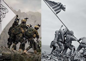 Talibanes se burlan de icónica foto de la bandera estadounidense en Iwo Jima