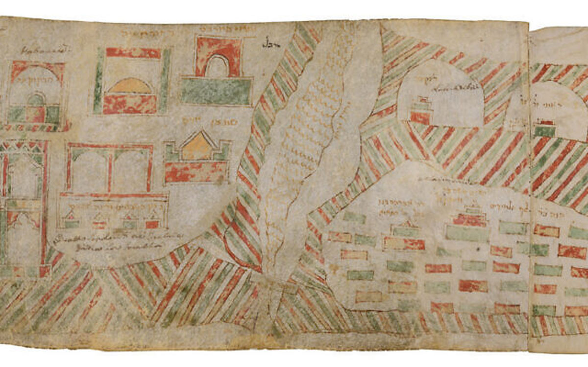 Museo expone un pergamino pintado a mano del siglo XIV que representa el antiguo Israel