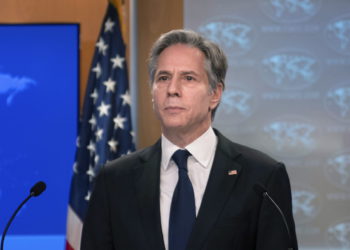 El Secretario de Estado de EEUU, Antony Blinken, habla sobre Rusia y Ucrania durante una sesión informativa en el Departamento de Estado en Washington, el 26 de enero de 2022. (Brendan Smialowski/Pool vía AP)