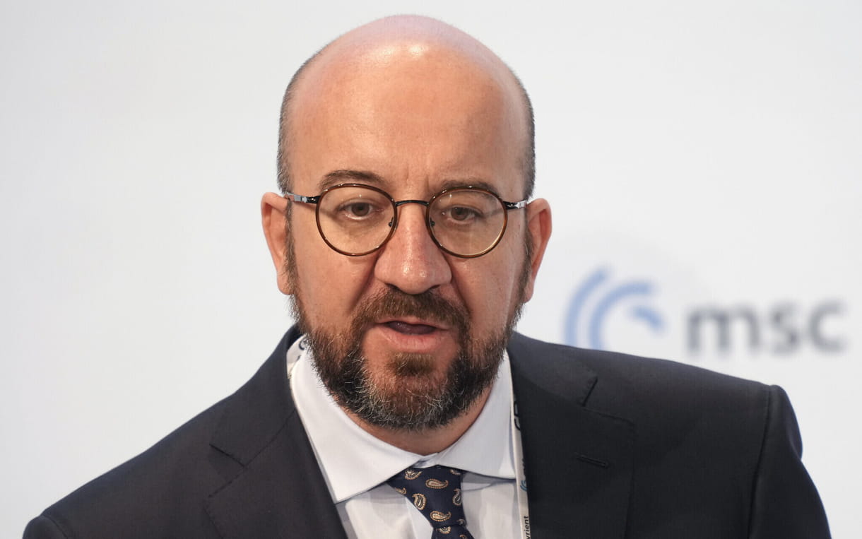 El presidente del Consejo Europeo, Charles Michel, habla en la Conferencia de Seguridad de Múnich, Alemania, el 20 de febrero de 2022. (Michael Probst/AP)