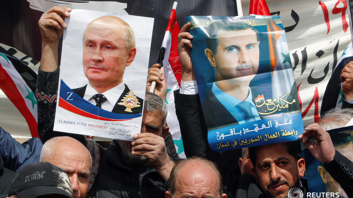 Manifestación en apoyo de Putin ante la sede de la ONU en Beirut