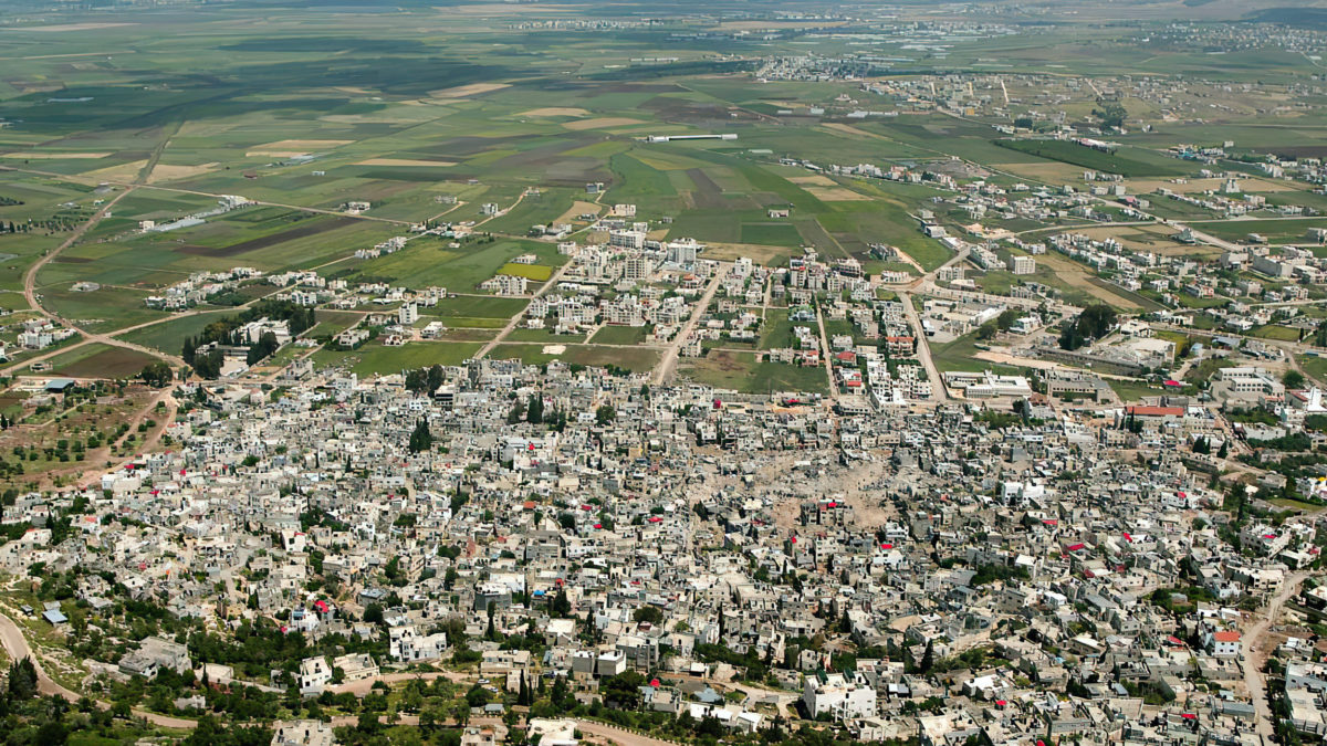 Una vista aérea de Jenin. (AP Photo/David Silverman, Pool)