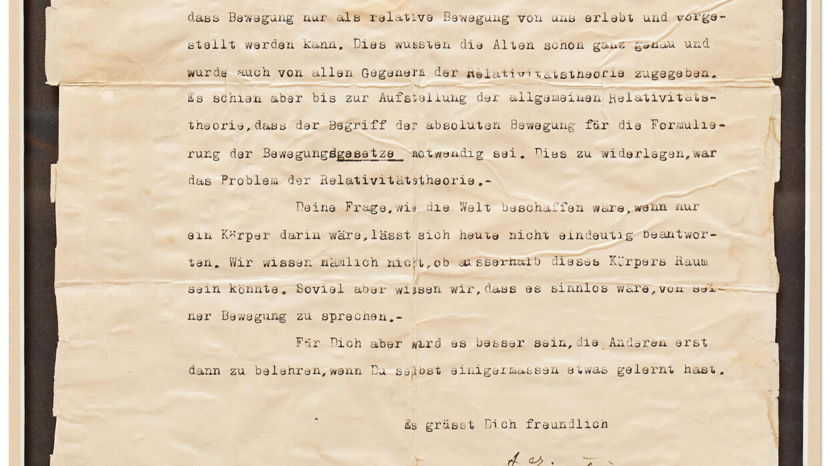 La carta de Einstein a un niño de 12 años de Los Ángeles será subastada