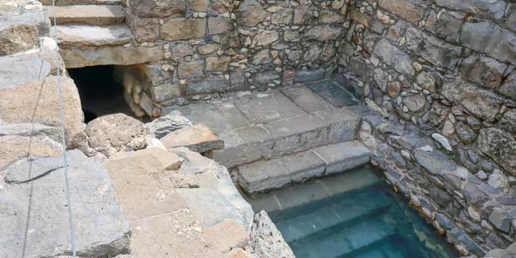 Back-to-back twin mikvehs can be found in Magdala. (Shmuel Bar-Am)
