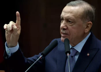 El presidente de Turquía y líder del Partido de la Justicia y el Desarrollo (AK), Recep Tayyip Erdogan, pronuncia un discurso durante la reunión de grupo de su partido en la Gran Asamblea Nacional turca en Ankara, el 25 de octubre de 2023. (Foto de Adem ALTAN / AFP)