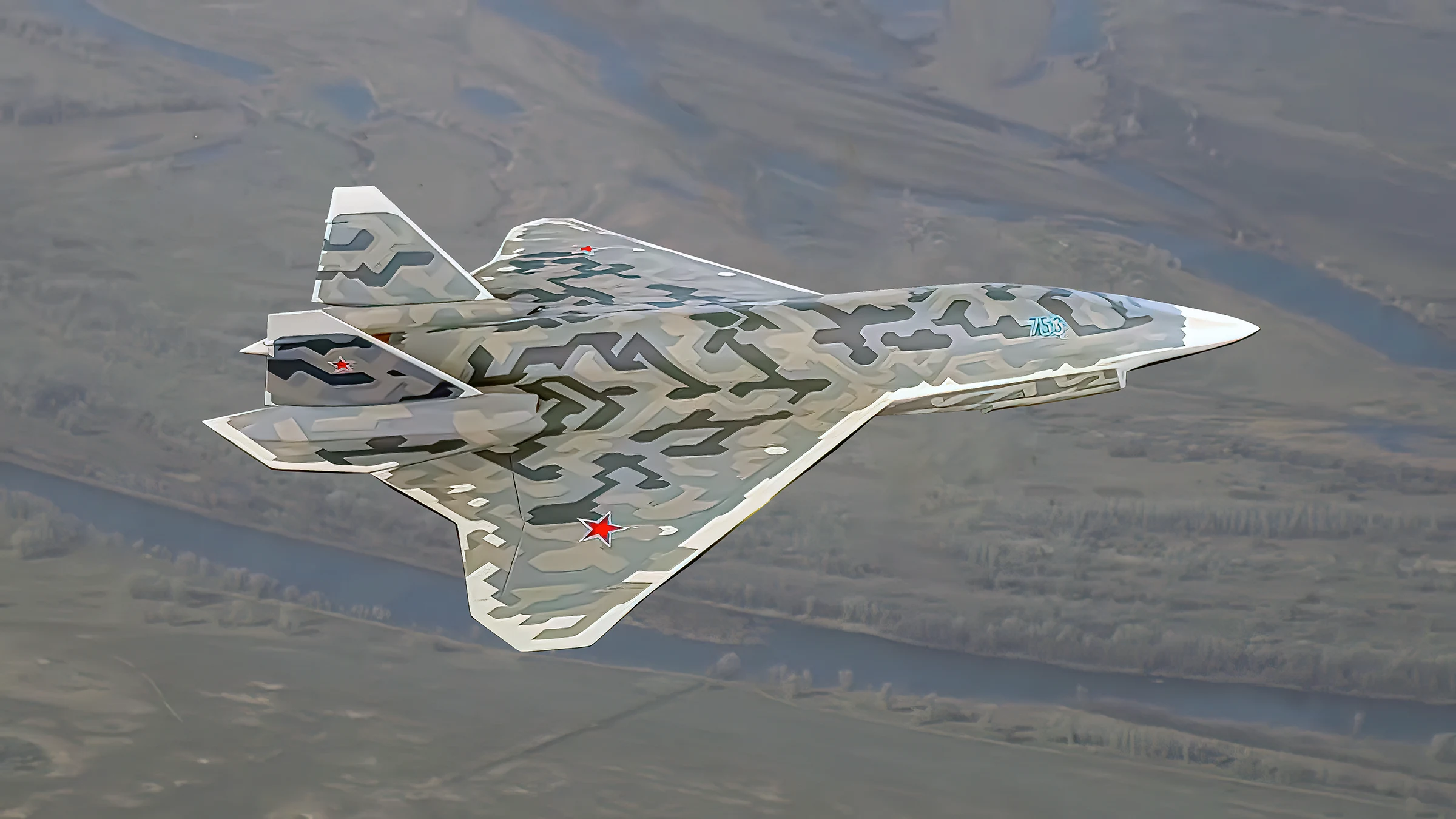 Camuflaje “distorsionador” para el Su-75 Checkmate