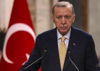 El presidente turco, Recep Tayyip Erdogan, habla durante una declaración conjunta a los medios de comunicación en Bagdad, Irak, el 22 de abril de 2024. (Ahmad Al-Rubaye/Pool Photo vía AP)