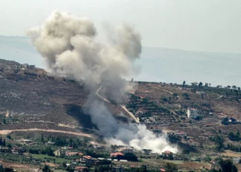 A smoke plume billows during Israeli bombardment of the village of Khiam in south Lebanon near the border with Israel on June 26, 2024. (Rabih Daher/AFP)