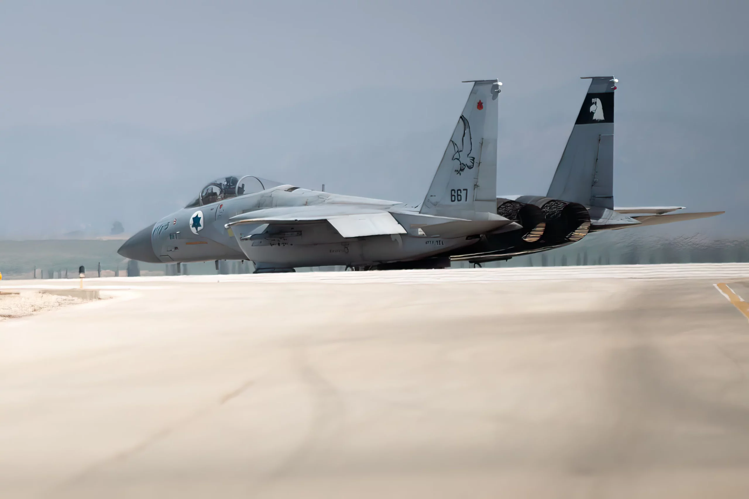 Un caza F-15 es visto en una base aérea de la IAF antes de un ataque israelí en Yemen, el 20 de julio de 2024. (Fuerzas de Defensa de Israel)