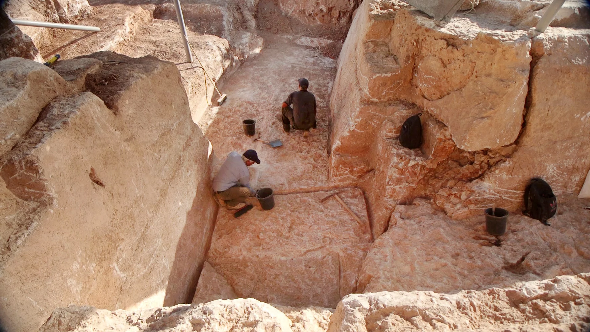 Una antigua cantera descubierta en el barrio Har Hotzvim de Jerusalén, en una imagen publicada el 1 de agosto de 2024. (Emil Aladjem/IAA)