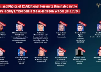 Esta infografía publicada por las Fuerzas de Defensa de Israel el 12 de agosto de 2024 muestra a agentes terroristas que, según afirman, mataron en un ataque aéreo contra una sala de mando de Hamás y la Yihad Islámica en un complejo escolar de la ciudad de Gaza. (Fuerzas de Defensa de Israel)