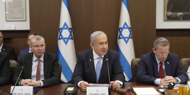 Prime Minister Benjamin Netanyahu leads a cabinet meeting in Jerusalem, September 8, 2024 (Screen grab/GPO)