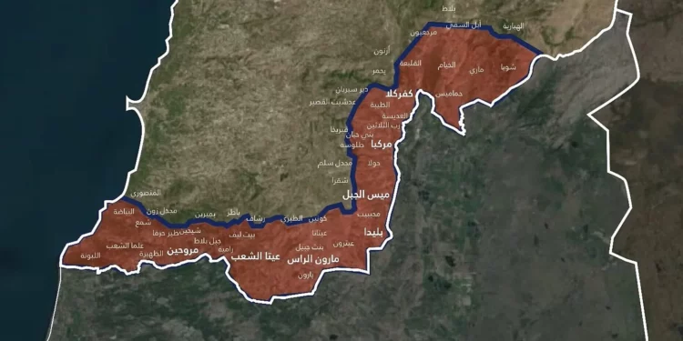 Este mapa publicado por las Fuerzas de Defensa de Israel el 27 de noviembre de 2024 muestra las zonas prohibidas en el sur del Líbano en medio de un alto el fuego con Hezbolá. (Fuerzas de Defensa de Israel)