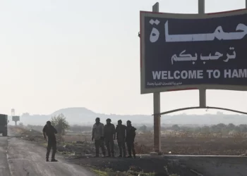 Combatientes de la oposición siria toman fotografías en las afueras de Hama, Siria, el 3 de diciembre de 2024. (Foto AP/Ghaith Alsayed)