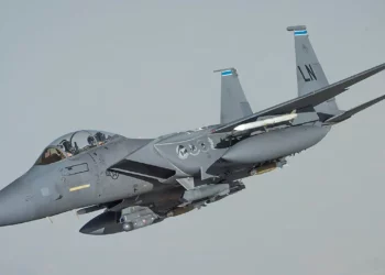 A Lakenheath-based F-15E Strike Eagle forward deployed to the U.S. Central Command (CENTCOM) area of responsibility in 2017 conducting an armed mission as part of Operation Inherent Resolve. (U.S. Air Force photo by Senior Airman Trevor T. McBride)