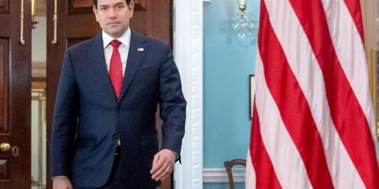 El secretario de Estado de Estados Unidos, Marco Rubio, en el Departamento de Estado, el lunes 10 de febrero de 2025, en Washington. (AP/Mark Schiefelbein).