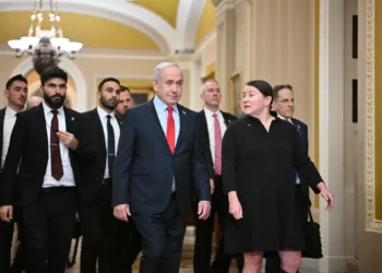 El primer ministro, Benjamin Netanyahu, llega a una reunión en el Capitolio de Estados Unidos en Washington, DC, el 6 de febrero de 2025. (Mandel Ngan/AFP)