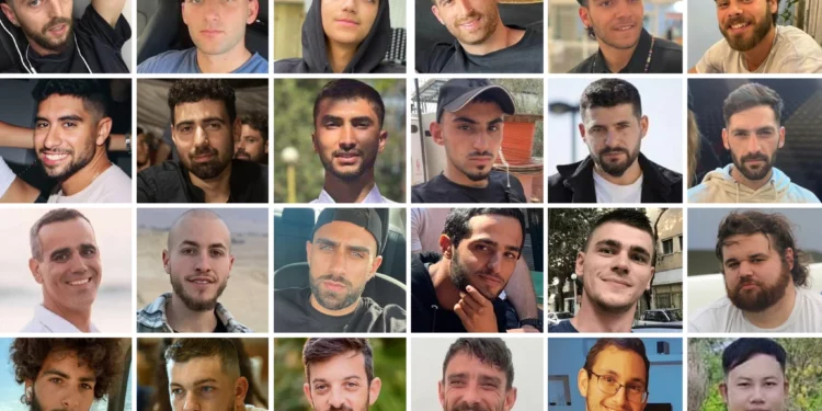 Los 24 rehenes que se presume que siguen vivos y que siguen en poder de Hamás: fila superior, de izquierda a derecha: Elkana Bohbot, Matan Angrest, Edan Alexander, Avinatan Or, Yosef-Haim Ohana, Alon Ohel. segunda fila, de izquierda a derecha: Evyatar David, Guy Gilboa-Dalal, Bipin Joshi, Rom Braslavski, Ziv Berman, Gali Berman. tercera fila, de izquierda a derecha: Omri Miran, Eitan Mor, Segev Kalfon, Nimrod Cohen, Maxim Herkin, Eitan Horn. fila inferior, de izquierda a derecha: Matan Zangauker, Bar Kupershtein, David Cunio, Ariel Cunio, Tamir Nimrodi, Pinta Nattapong. (Foro de Familias de Rehenes)