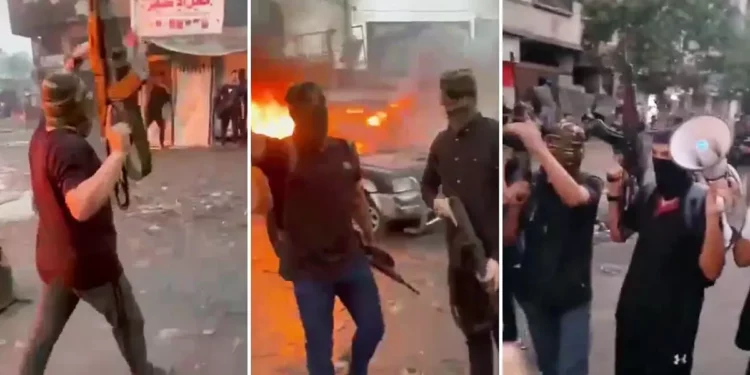 Demostración de fuerza por parte de hombres armados de Hamás en la ciudad de Gaza